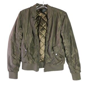 Forever 21 Women’s Size S Olive Green Bomber Jacket Full Zip Lined READ DESC